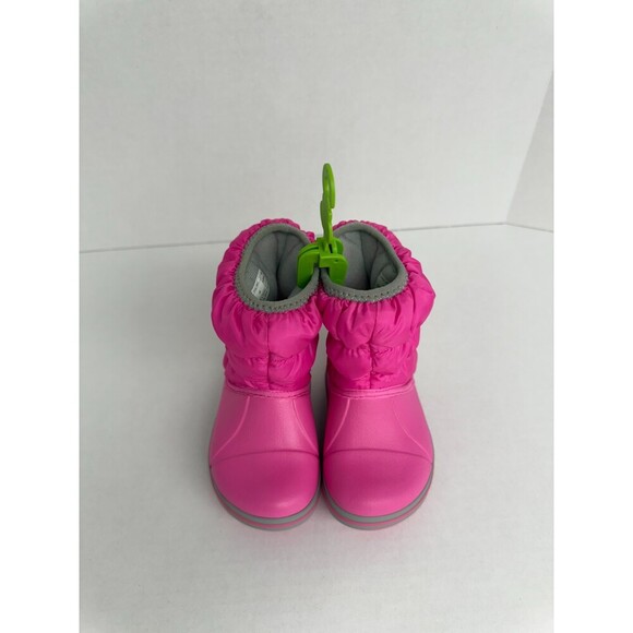 -1258 Crocs Kids Winter Puff Pink/Grey Boots-US 6 Kids - Picture 3 of 5